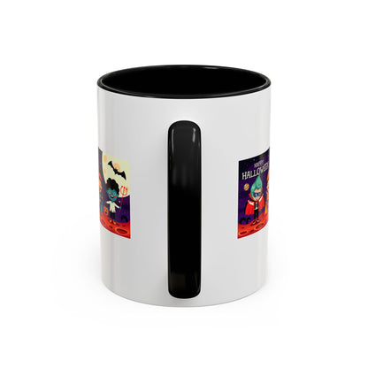 Accent Coffee Mug - Super kiddo with friends on holloween - [[{"value":"Wonderwear Kid"}]]