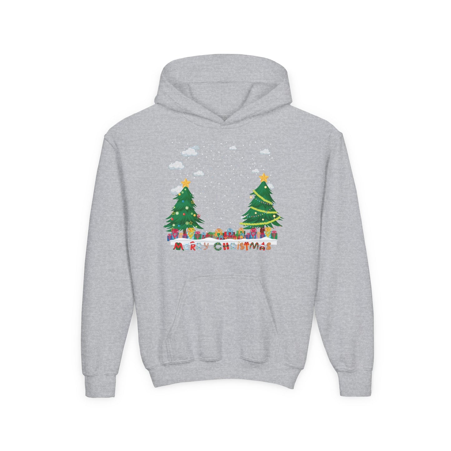 Youth Heavy Blend Hooded Sweatshirt - Christmas and snowing