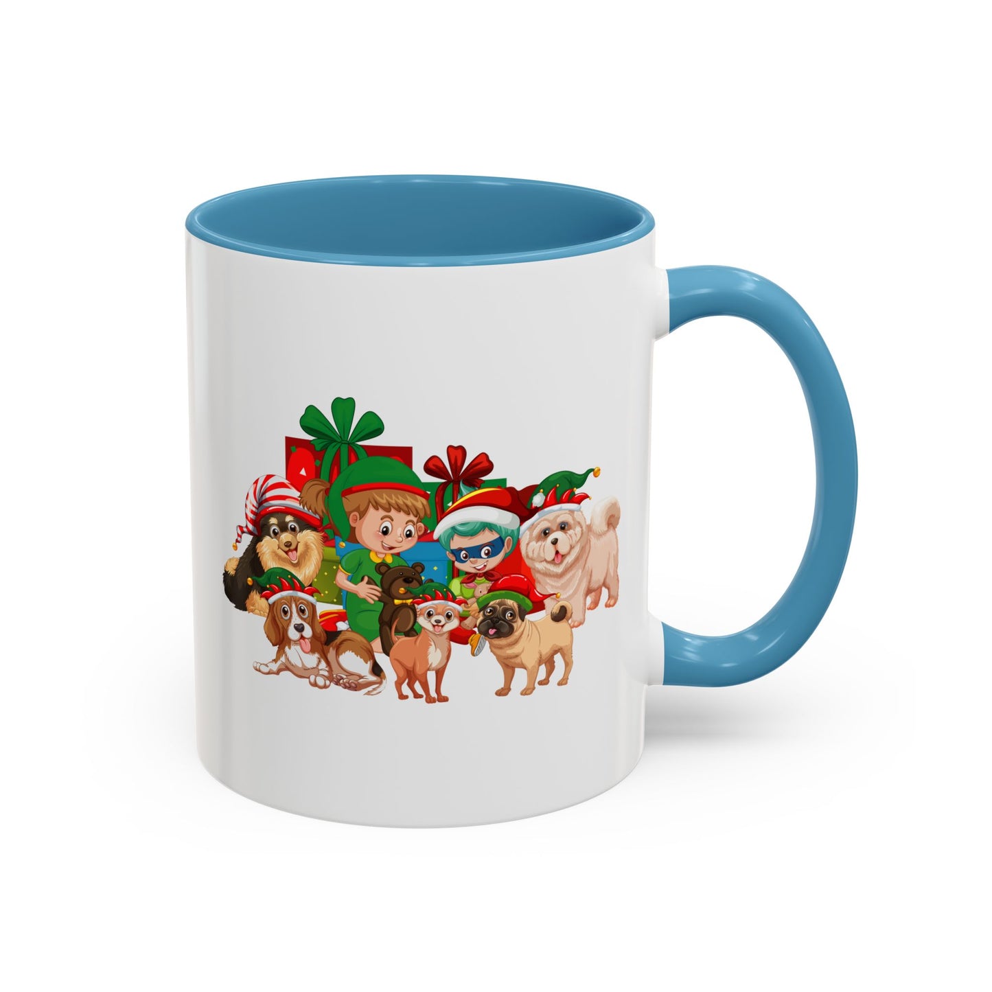 Accent Coffee Mug - Christmas with super kiddo pet friends without text