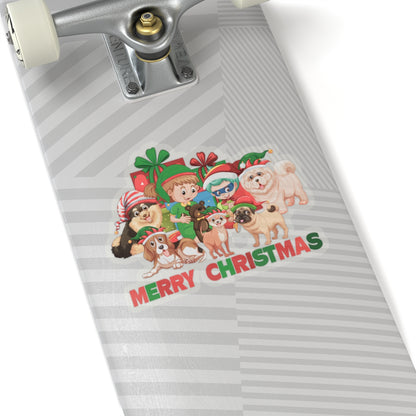 Kiss-Cut Stickers - Christmas with super kiddo pet friends with text - [[{"value":"Wonderwear Kid"}]]