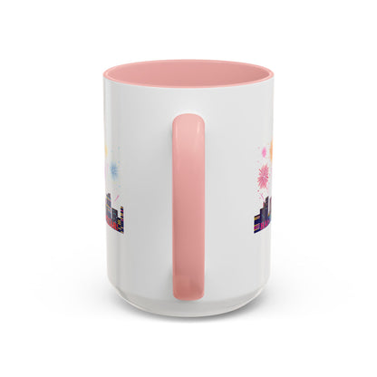 Accent Coffee Mug - Super kiddo with fireworks with text - [[{"value":"Wonderwear Kid"}]]