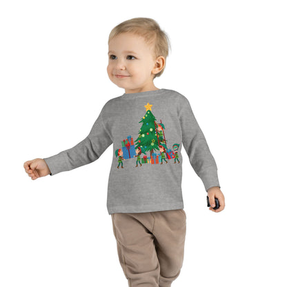 Toddler Long Sleeve Tee - Super kiddo putting gifts on christmas tree - [[{"value":"Wonderwear Kid"}]]