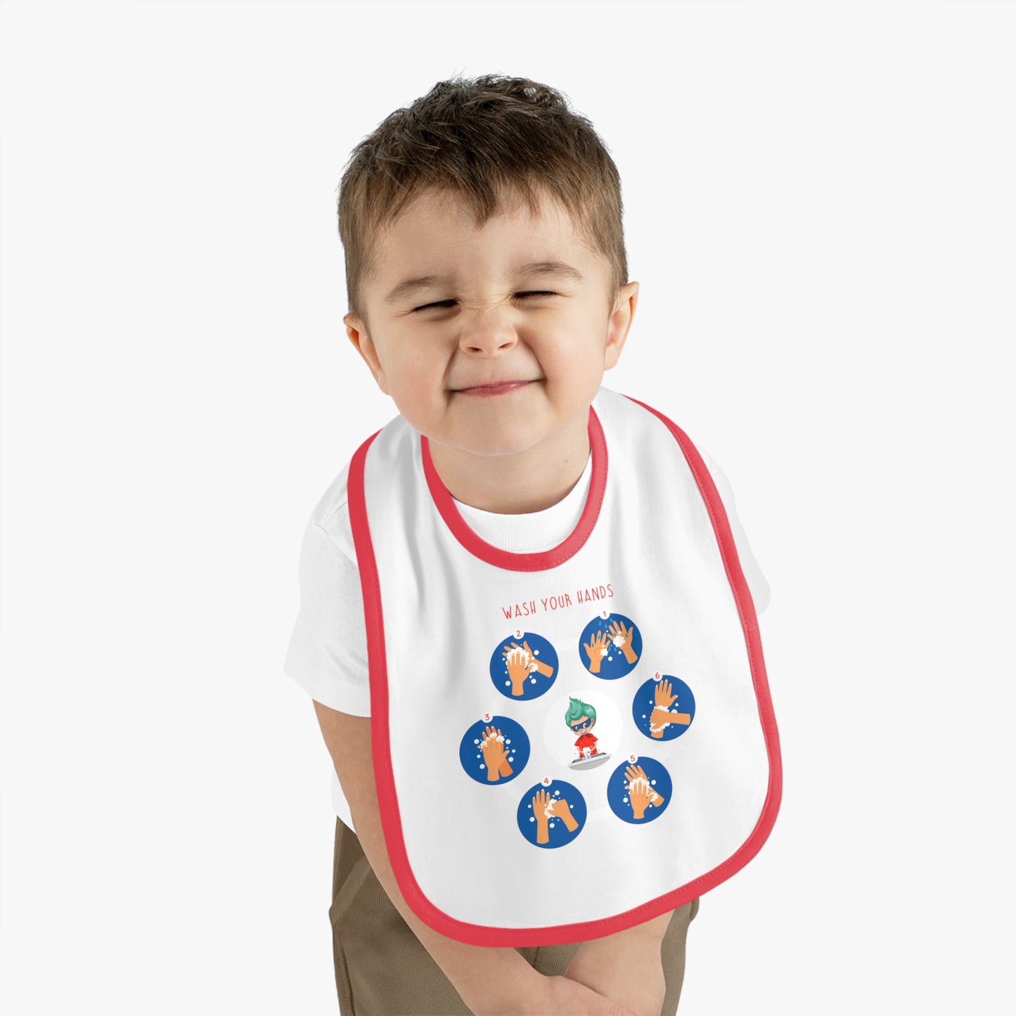 Baby Bib - Super kiddo teaching how to wash hands