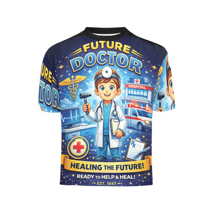 Little Kids' All Over Print Crew Neck T-Shirt - Proud to Serve - Young Patriot - Future Doctor