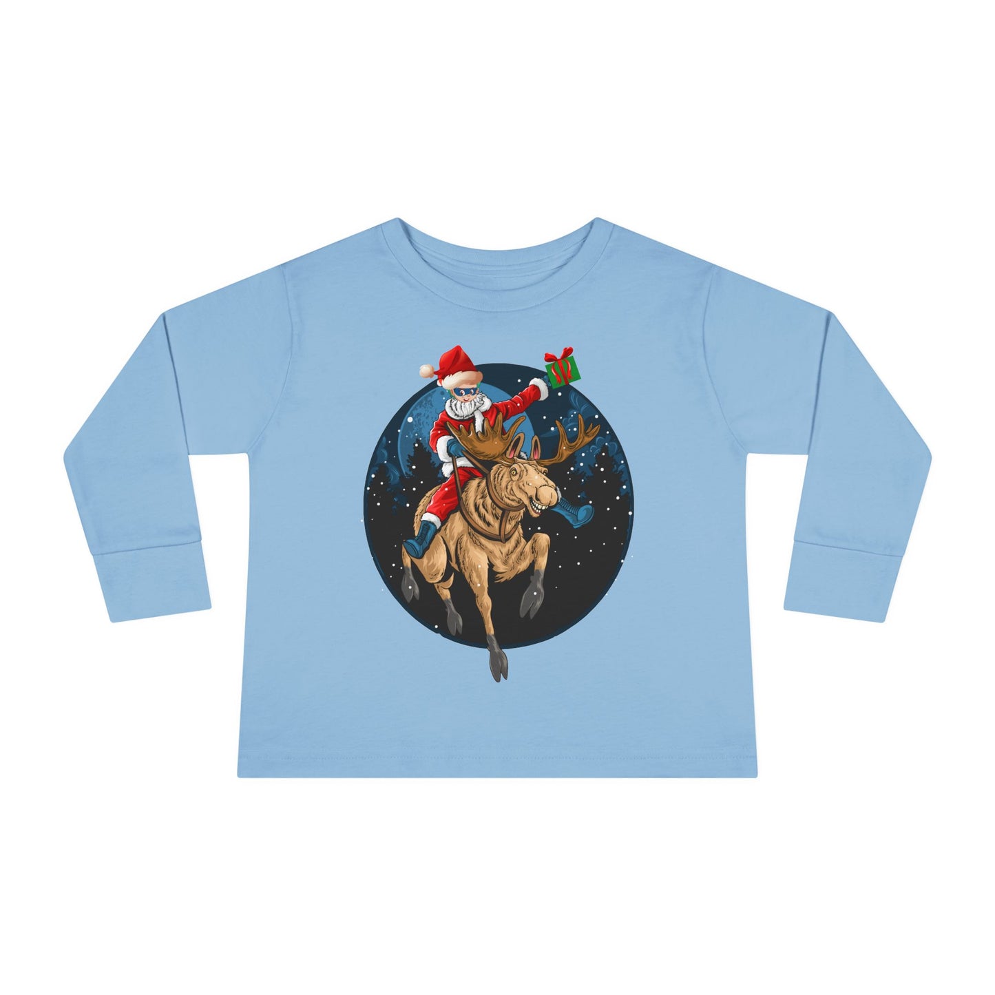 Toddler Long Sleeve Tee - Super kiddo riding a reindeer - [[{"value":"Wonderwear Kid"}]]