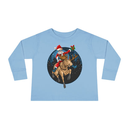 Toddler Long Sleeve Tee - Super kiddo riding a reindeer - [[{"value":"Wonderwear Kid"}]]