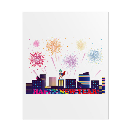 Rolled Posters - Super kiddo with fireworks with text - [[{"value":"Wonderwear Kid"}]]