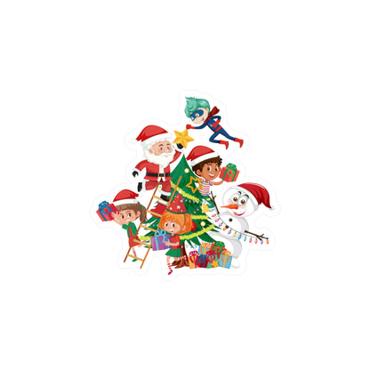 Christmas Kiss-Cut Vinyl Decals – Super kiddo making christmas tree - [[{"value":"Wonderwear Kid"}]]