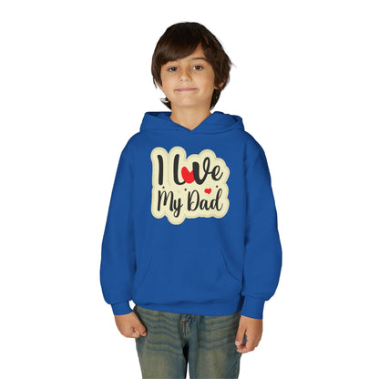 Youth Heavy Blend Hooded Sweatshirt - i love my dad Printify