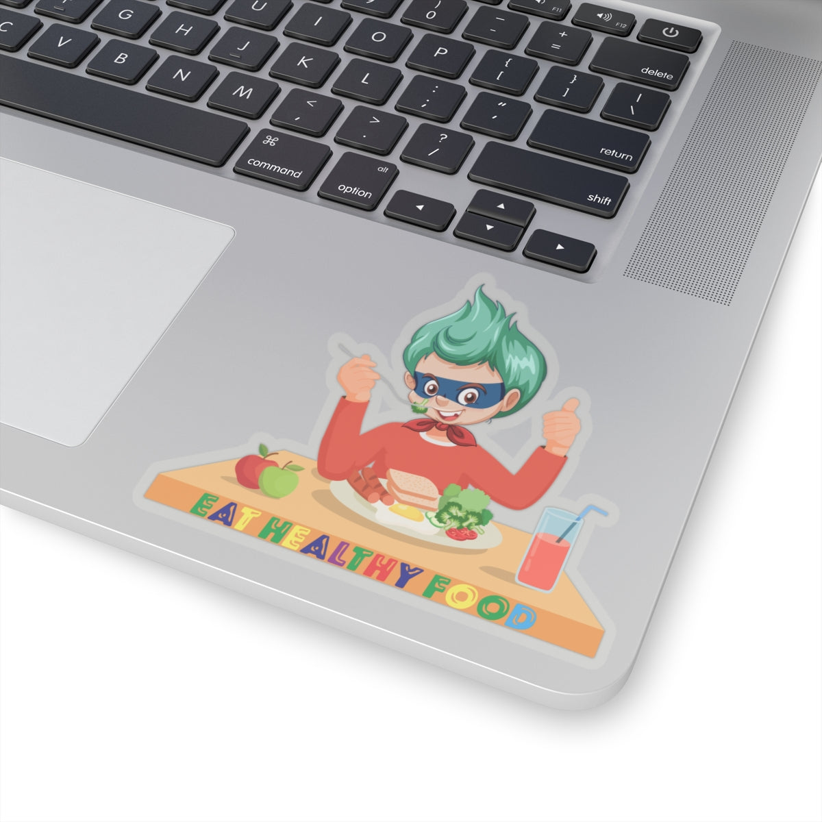 Kiss-Cut Stickers - Super kiddo eating healthy breafast - [[{"value":"Wonderwear Kid"}]]