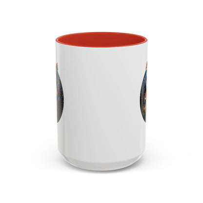 Accent Coffee Mug - Super kiddo riding a reindeer - [[{"value":"Wonderwear Kid"}]]