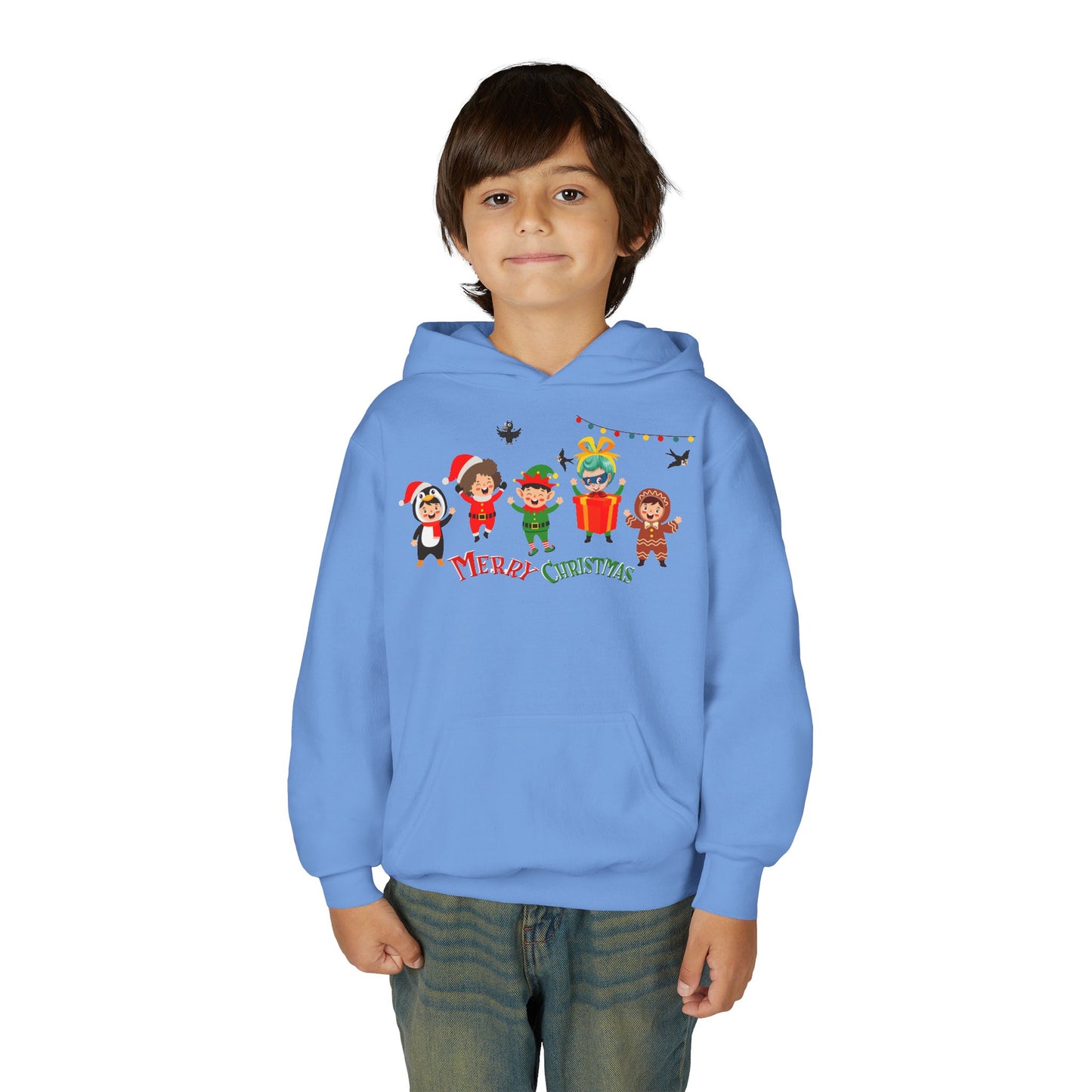 Youth Heavy Blend Hooded Sweatshirt - Merry christmas by super kiddo and friends