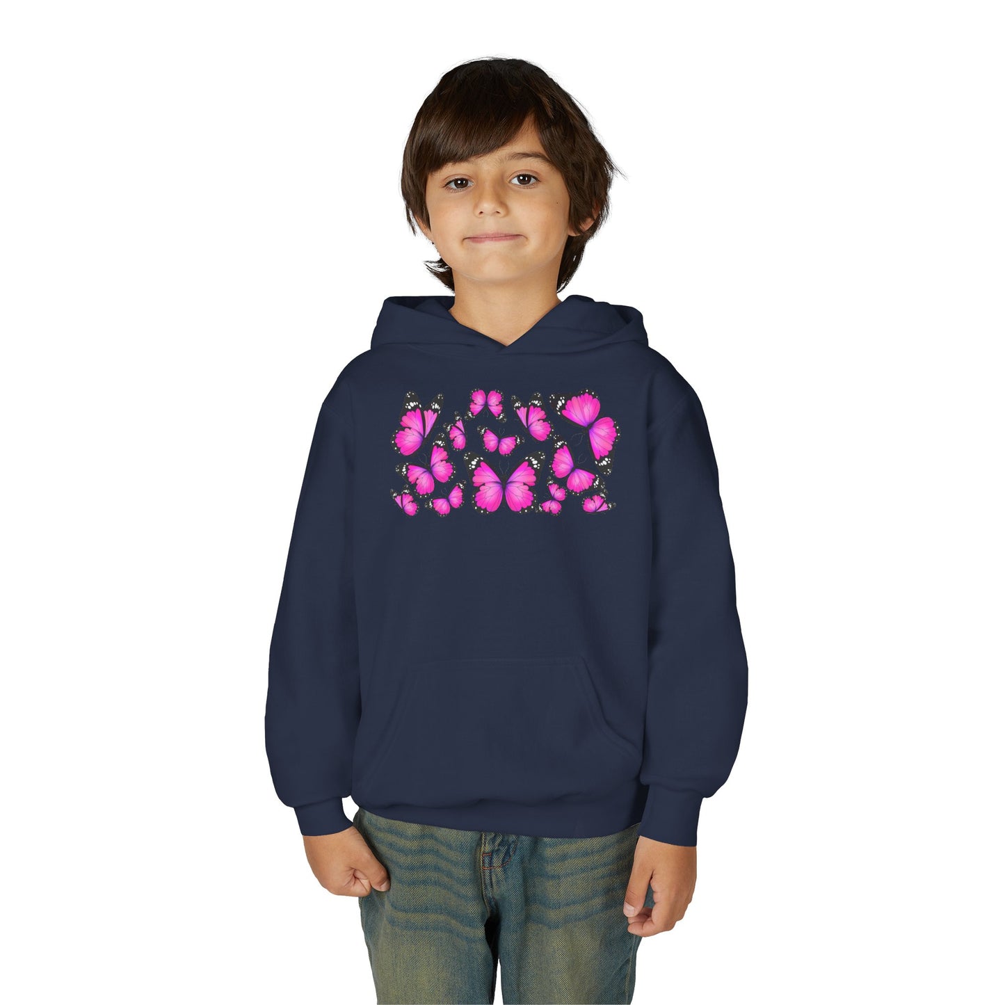 Youth Heavy Blend Hooded Sweatshirt -  Beautiful purple monarch