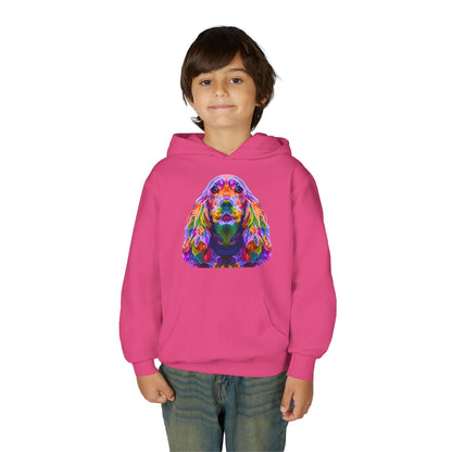 Youth hoodie with adorable golden retriever design Printify