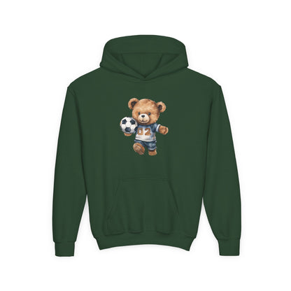 Kids Soccer Bear Hoodie Printify