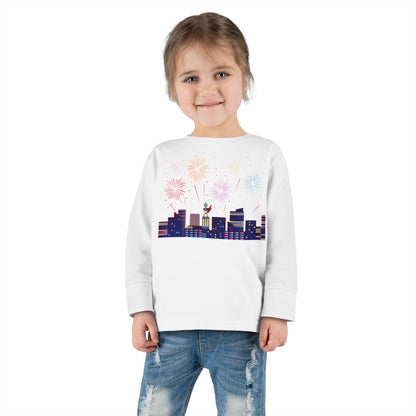 Toddler Long Sleeve Tee - Super kiddo with fireworks - [[{"value":"Wonderwear Kid"}]]