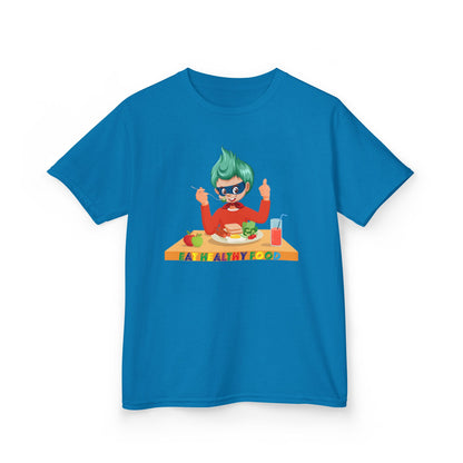 Kids Heavy Cotton™ Tee - Super kiddo eating healthy breafast - [[{"value":"Wonderwear Kid"}]]