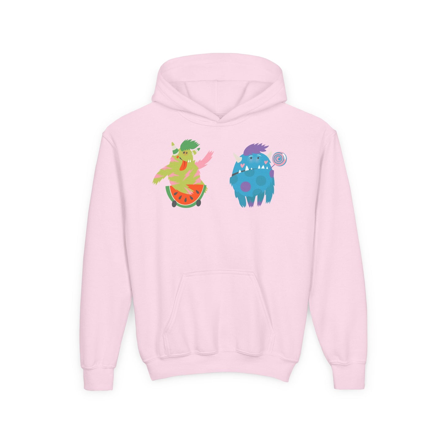 Youth Heavy Blend Hooded Sweatshirt - Funny Toothy monsters