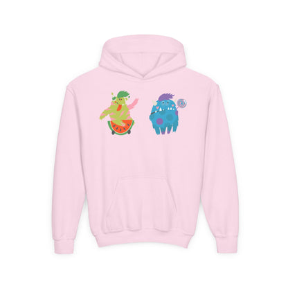 Youth Heavy Blend Hooded Sweatshirt - Funny Toothy monsters Printify