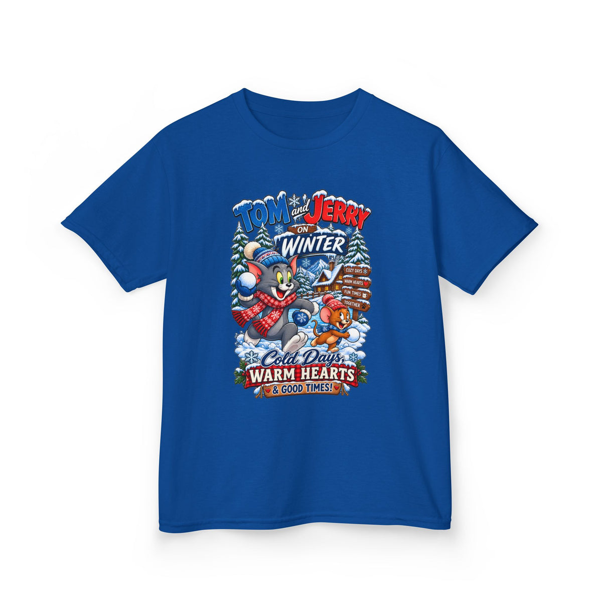 Kids Heavy Cotton™ Tee - Tom and Jerry’s Cozy Winter Adventure
