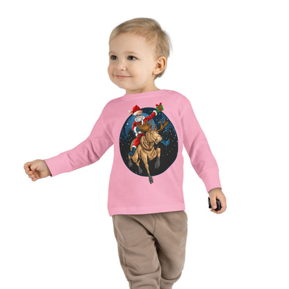 Toddler Long Sleeve Tee - Super kiddo riding a reindeer - [[{"value":"Wonderwear Kid"}]]
