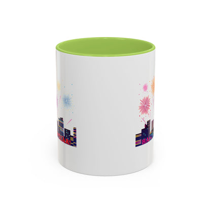 Accent Coffee Mug - Super kiddo with fireworks with text - [[{"value":"Wonderwear Kid"}]]