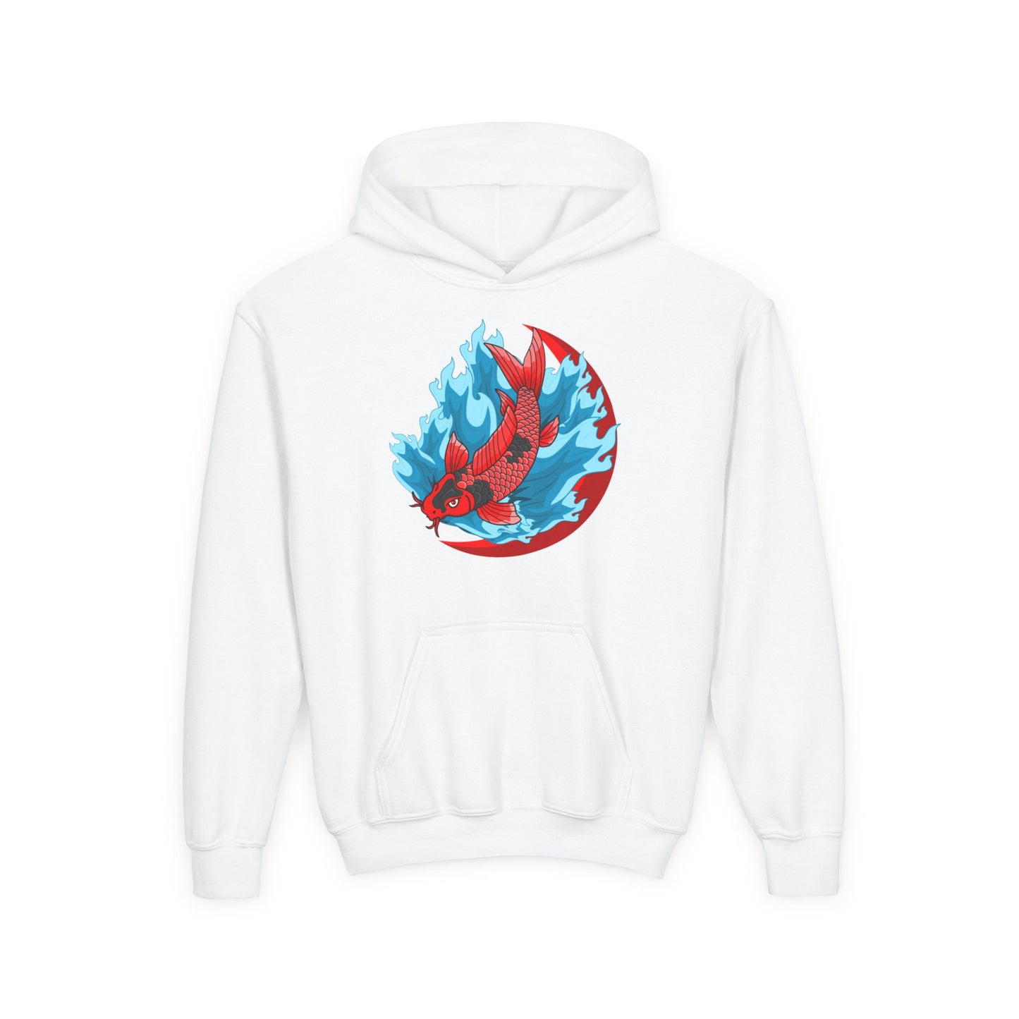 Youth Heavy Blend Hooded Sweatshirt - Red koi