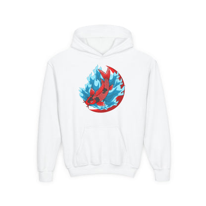 Youth Heavy Blend Hooded Sweatshirt - Red koi Printify