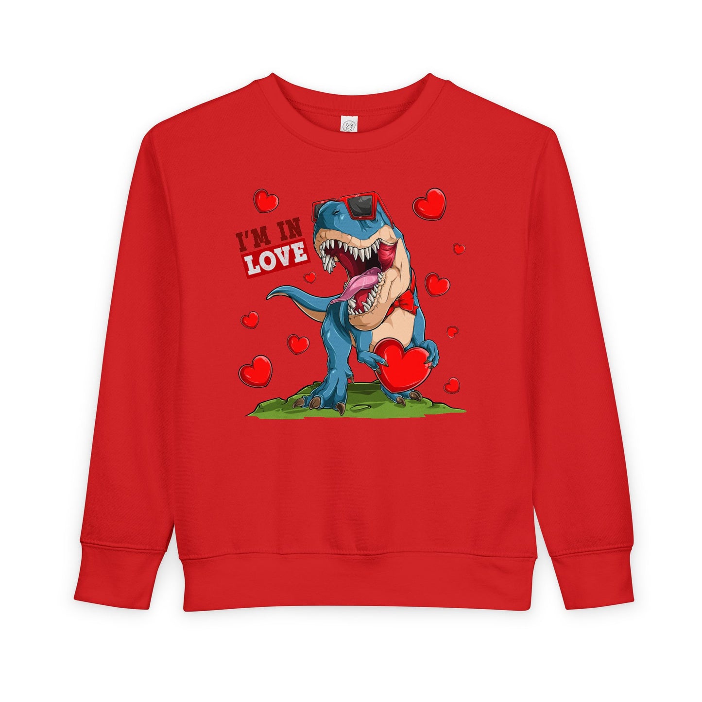Toddler Sweatshirt -Dinosaur and heart design for valentines - [[{"value":"Wonderwear Kid"}]]
