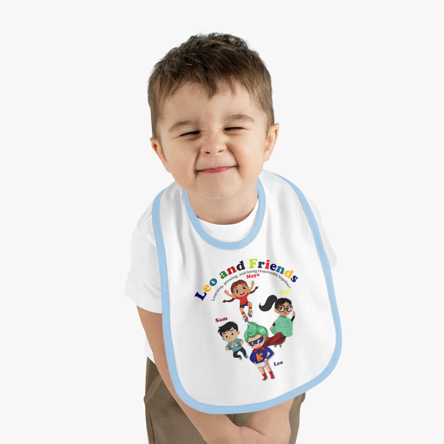 Baby Bib - Leo & Friends - Learning and growing