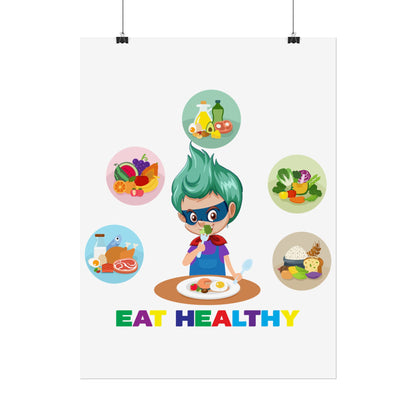 Rolled Posters - Supper kiddo showing healthy food to eat - [[{"value":"Wonderwear Kid"}]]