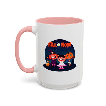 Accent Coffee Mug - Super kiddo wearing pumpkin - [[{"value":"Wonderwear Kid"}]]
