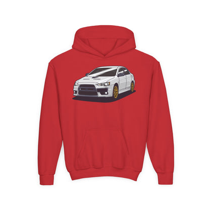 Youth Heavy Blend Hooded Sweatshirt - White car Printify