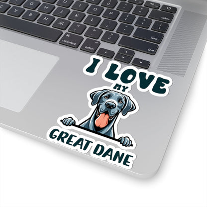Kiss-Cut Vinyl Decals - I love my Great Dane Printify