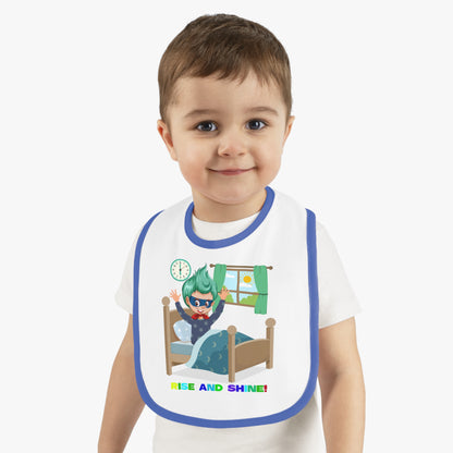 Baby Bib - Super kiddo teaches us to wake up early - [[{"value":"Wonderwear Kid"}]]
