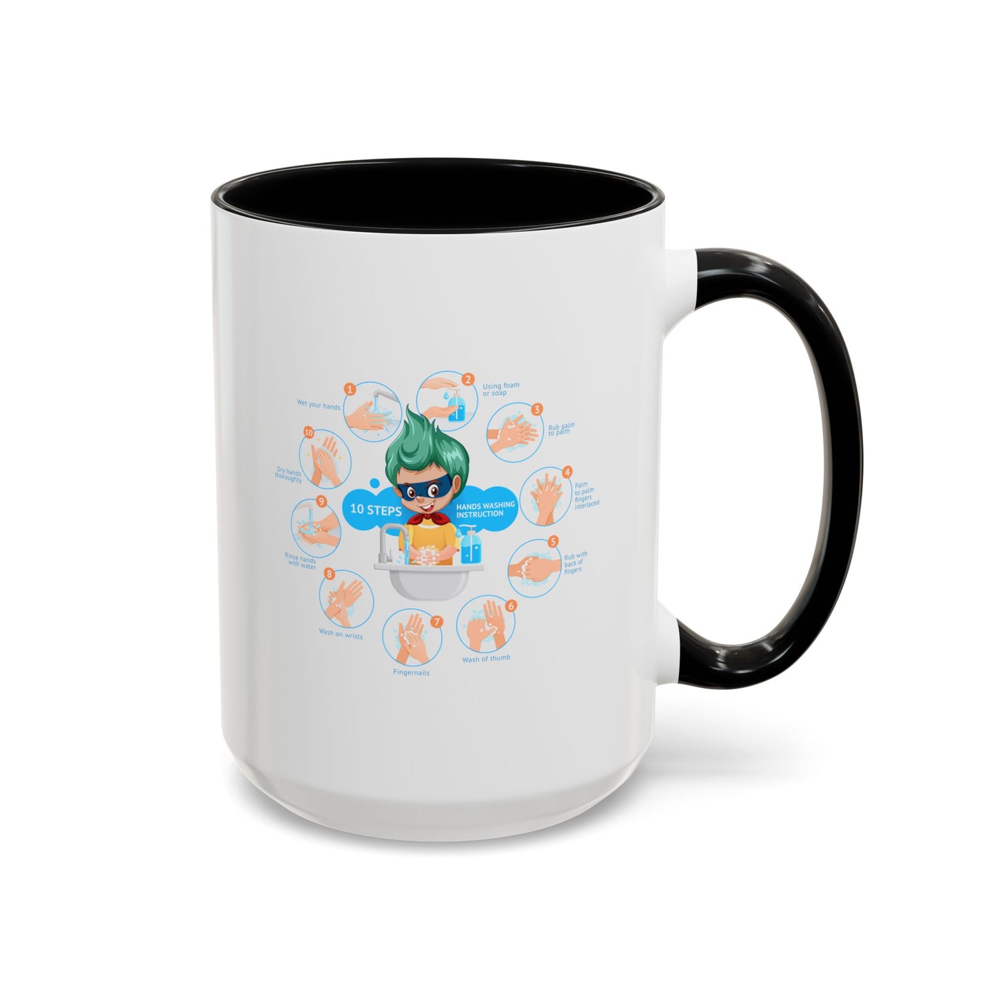 Accent Coffee Mug - Super kiddo hand washing steps