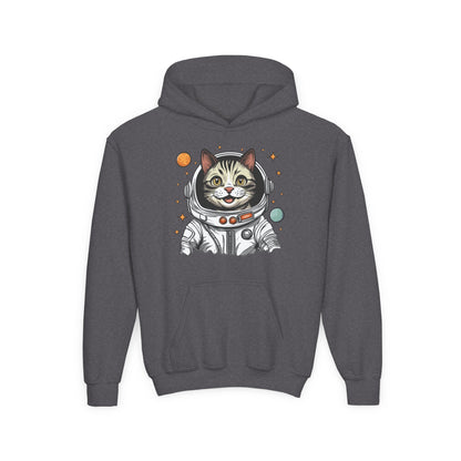Youth Heavy Blend Hooded Sweatshirt - Astronaut cat Printify