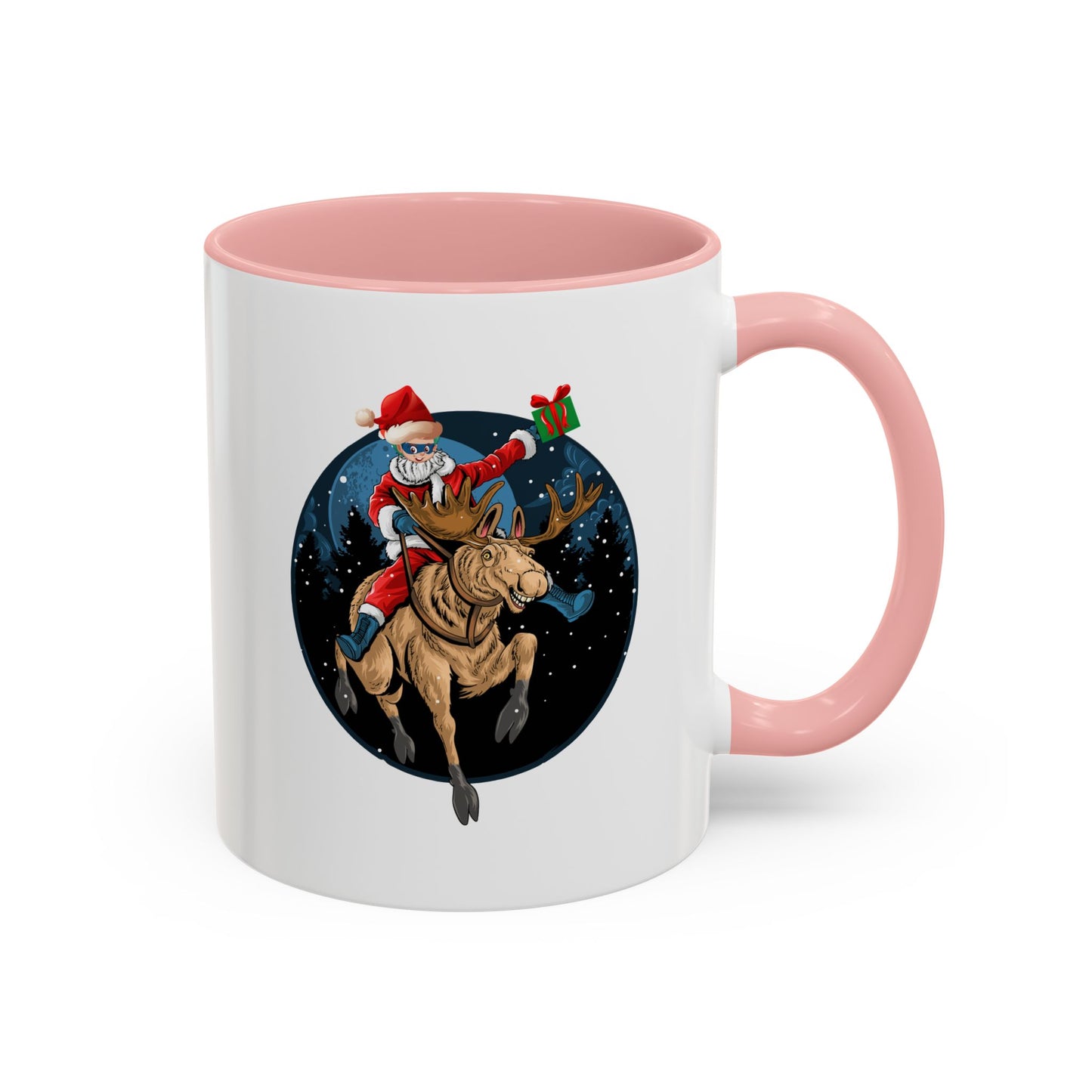 Accent Coffee Mug - Super kiddo riding a reindeer