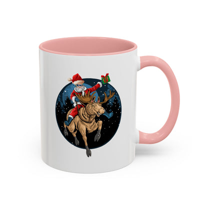 Accent Coffee Mug - Super kiddo riding a reindeer - [[{"value":"Wonderwear Kid"}]]