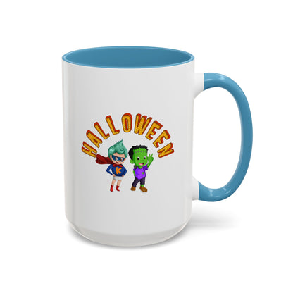 Accent Coffee Mug - Holloween with super kiddo Printify