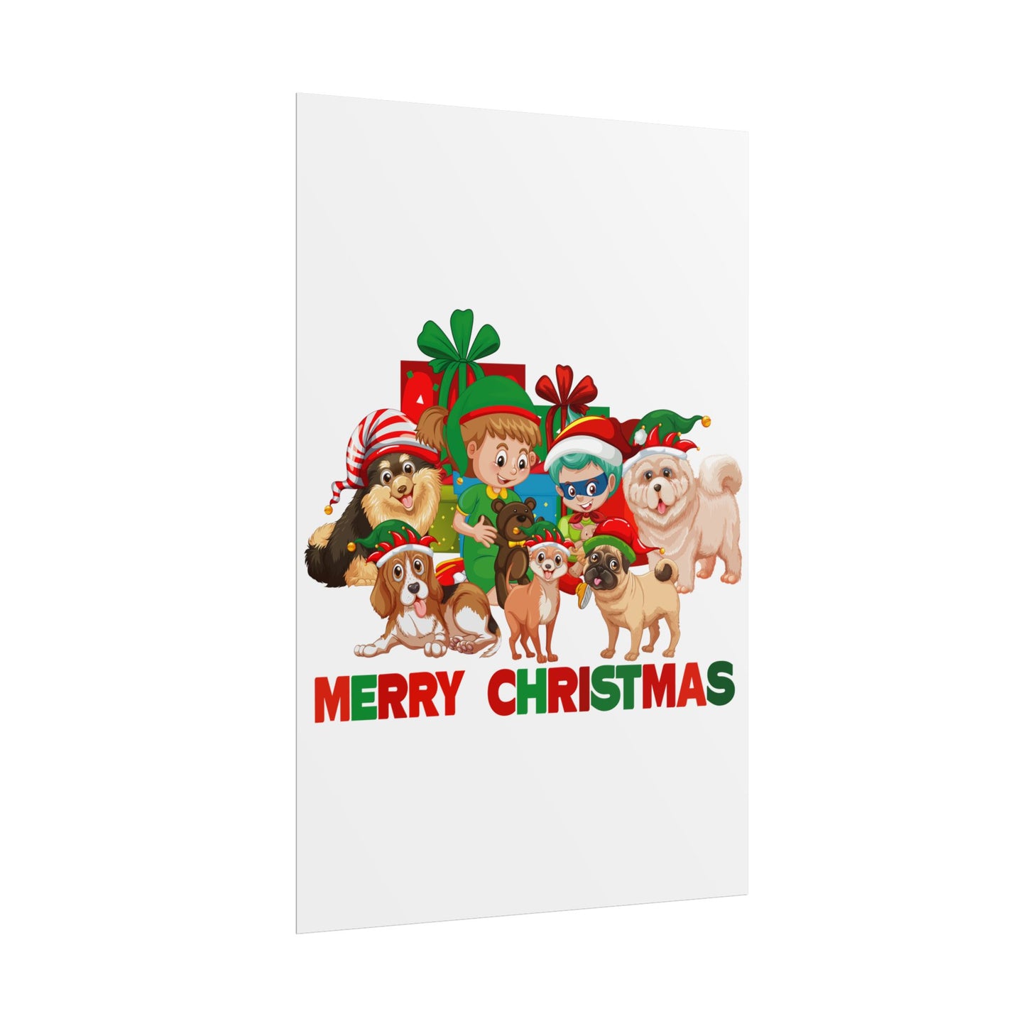 Rolled Posters - Christmas with super kiddo pet friends with text - [[{"value":"Wonderwear Kid"}]]