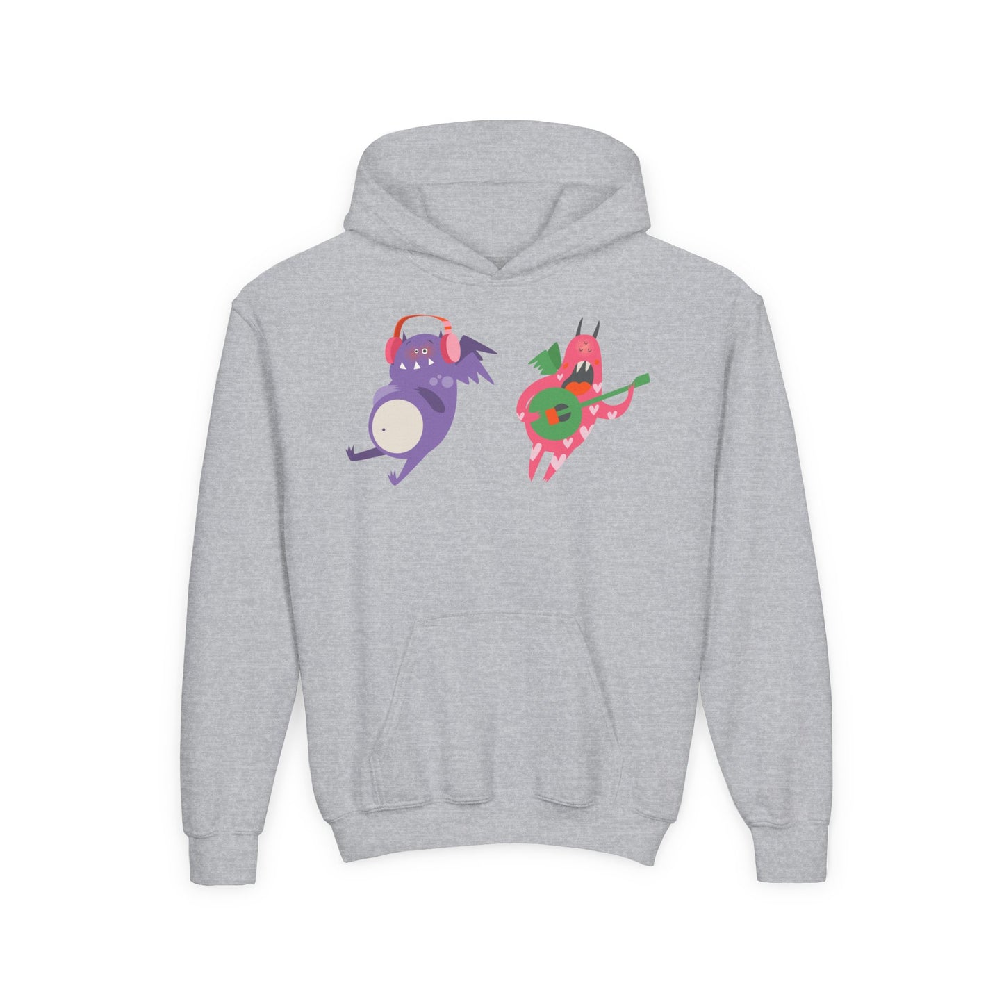 Youth Heavy Blend Hooded Sweatshirt - Monsters playing instruments
