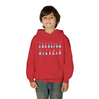 Youth Heavy Blend Hooded Sweatshirt - Set of flower vase Printify