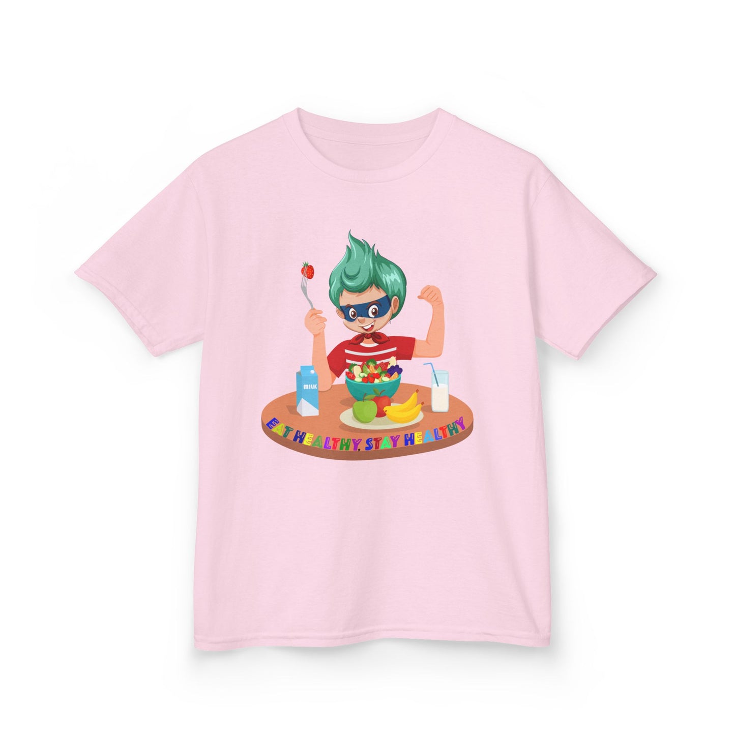 Kids Heavy Cotton™ Tee - super kiddo eating healthy food - [[{"value":"Wonderwear Kid"}]]
