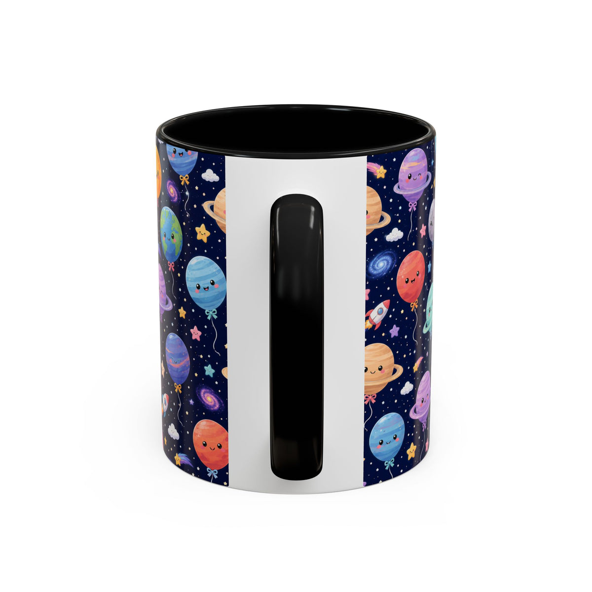 Accent Coffee Mug (11/15 oz) - Kawaii Space Balloon Planet