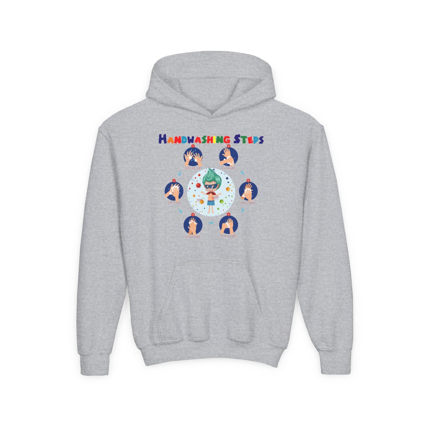 Youth Heavy Blend Hooded Sweatshirt - Super kiddo how to wash hand properly