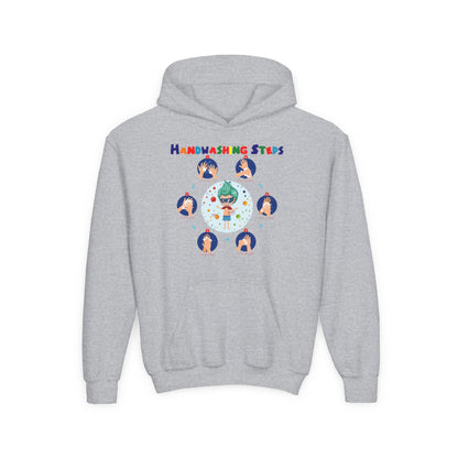 Youth Heavy Blend Hooded Sweatshirt - Super kiddo how to wash hand properly - [[{"value":"Wonderwear Kid"}]]