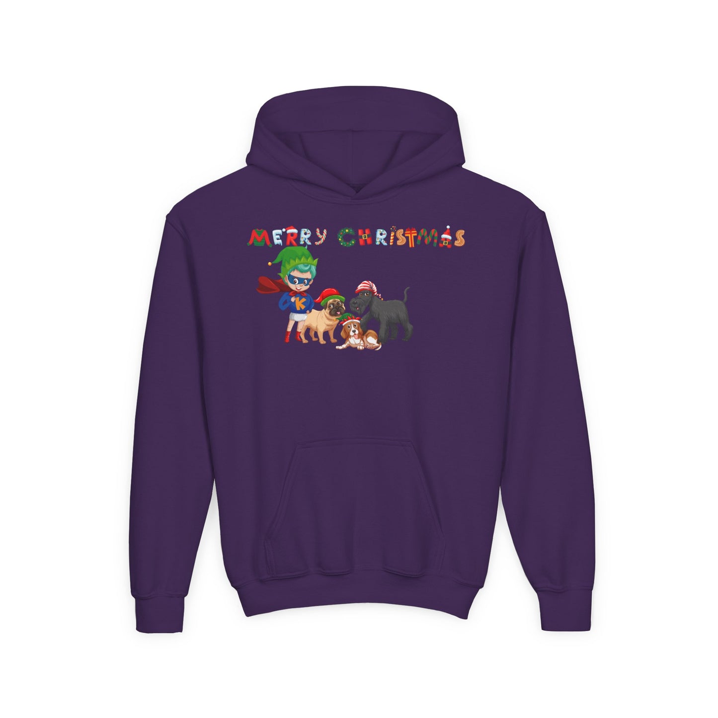 Youth Heavy Blend Hooded Sweatshirt - Super kiddo woith pet friends