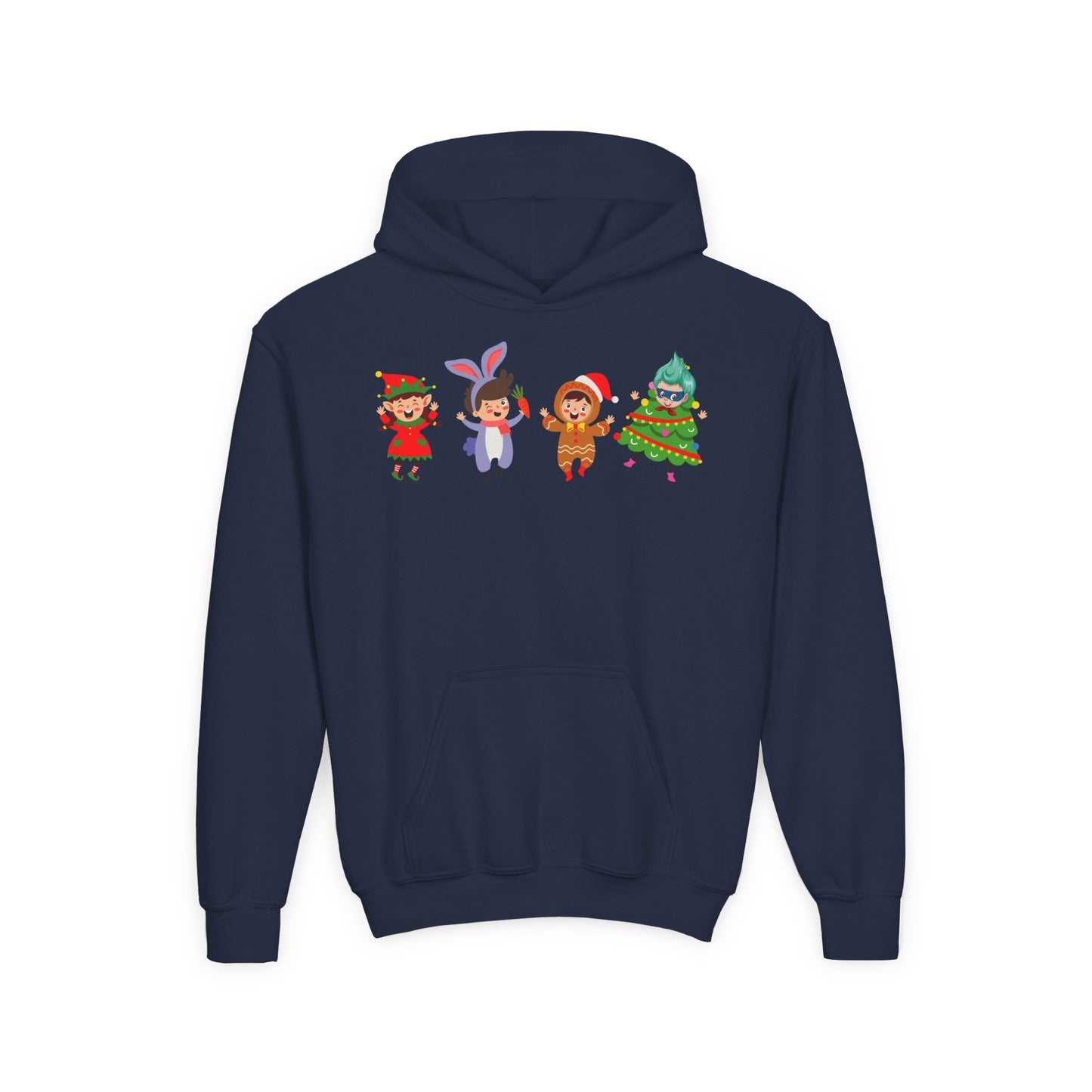 Youth Heavy Blend Hooded Sweatshirt - Super kiddo in christmas tree attire