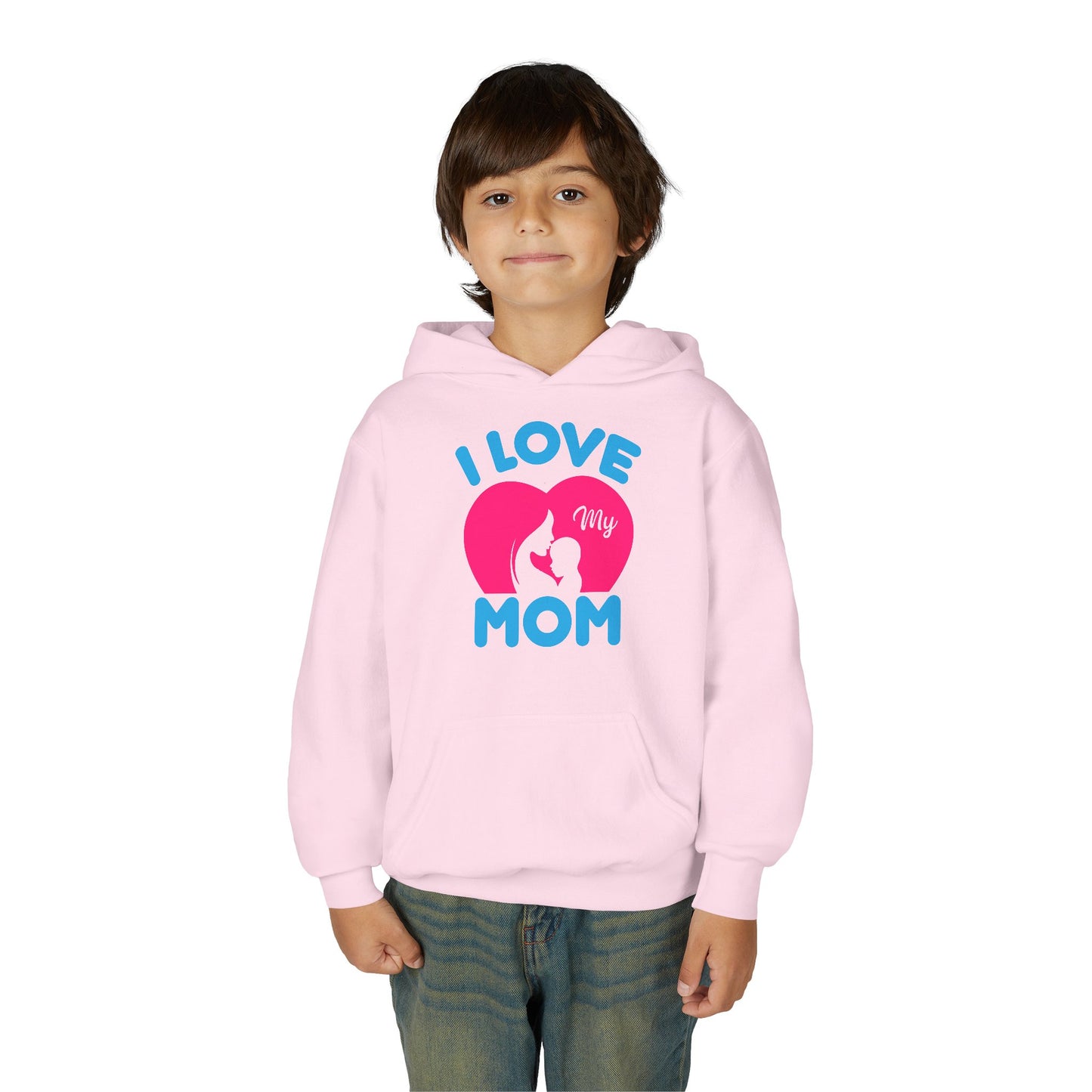 Youth Heavy Blend Hooded Sweatshirt -  i love my mom logo
